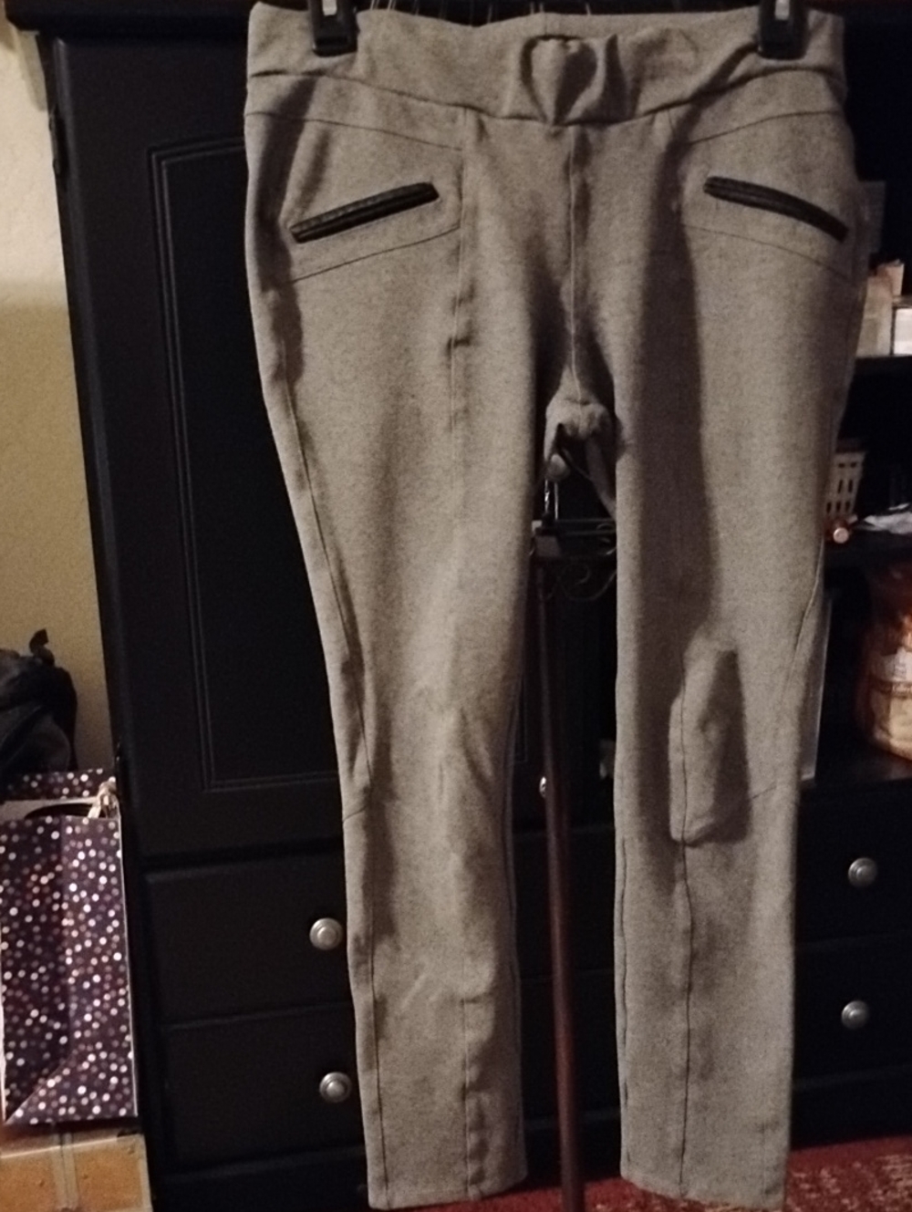 Ci Sono Gray Slim Dress Pants with Zip Pocket Detail